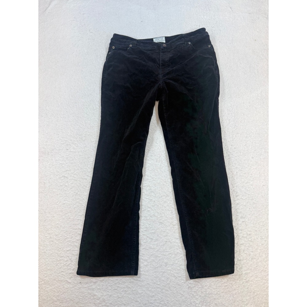 Charter Club Petite Black Corduroy Pants Classic Fit Straight Leg 10P
